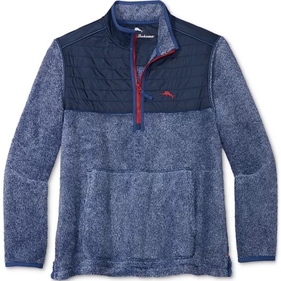 EUC Men's Tommy Bahama Cascade Cozy Half Zip Pullover Sweater in Blue Size LARGE